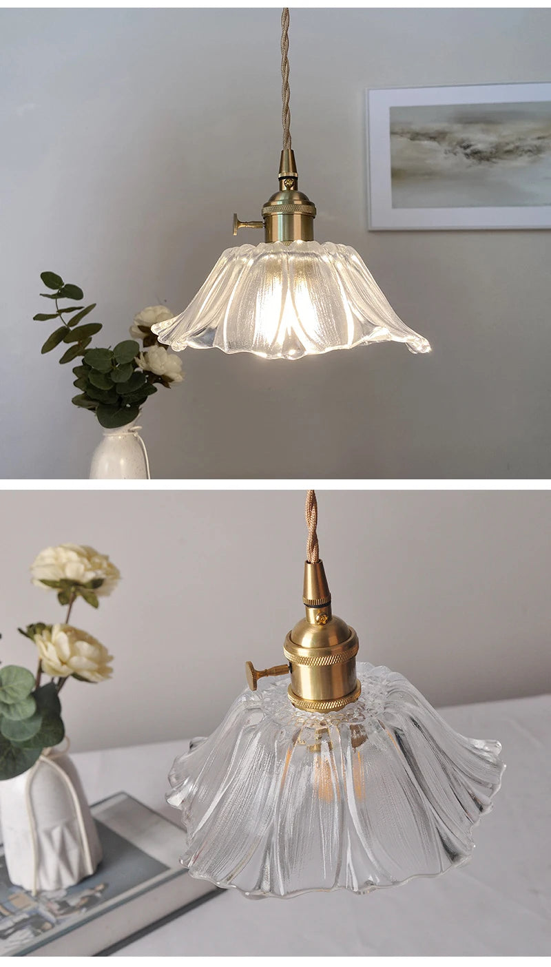 Vintage Flower Glass Pendant Light Fixture for Home Decor - Smarsty