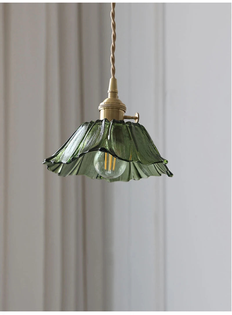 Vintage Flower Glass Pendant Light Fixture for Home Decor - Smarsty