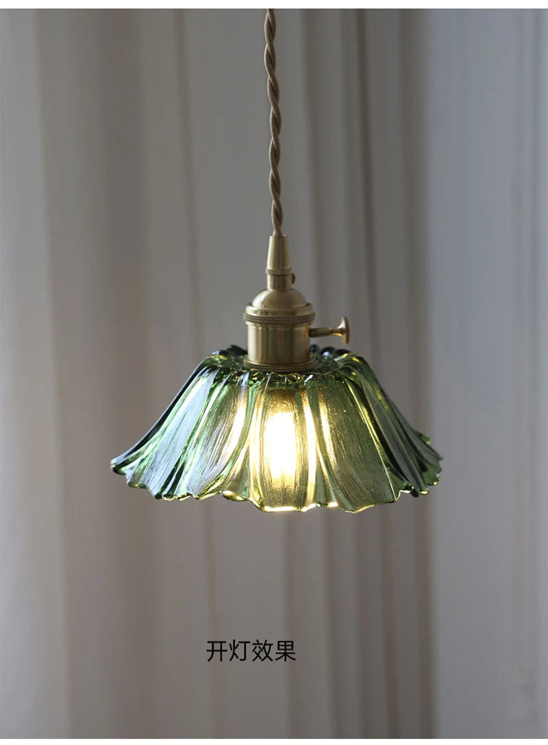 Vintage Flower Glass Pendant Light Fixture for Home Decor - Smarsty