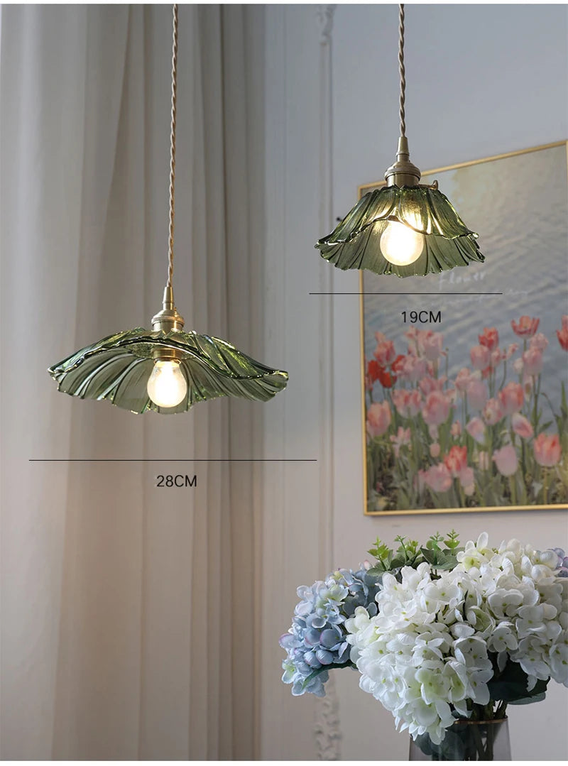 Vintage Flower Glass Pendant Light Fixture for Home Decor - Smarsty