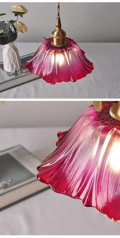 Vintage Flower Glass Pendant Light Fixture for Home Decor - Smarsty