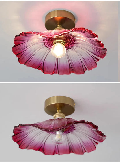 Vintage Flower Glass Pendant Light Fixture for Home Decor - Smarsty