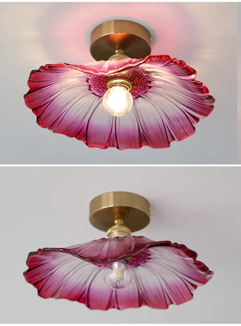 Vintage Flower Glass Pendant Light Fixture for Home Decor - Smarsty
