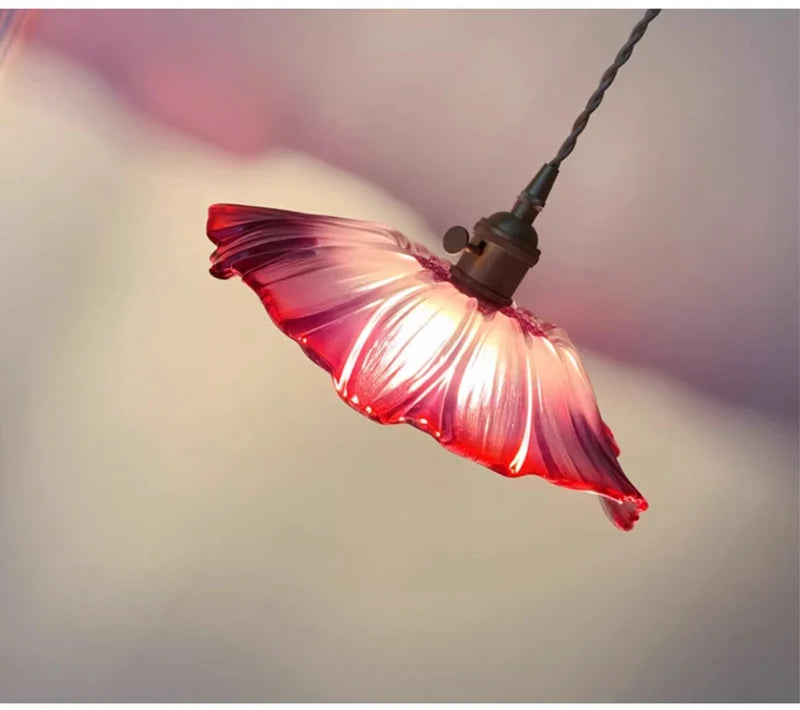 Vintage Flower Glass Pendant Light Fixture for Home Decor - Smarsty