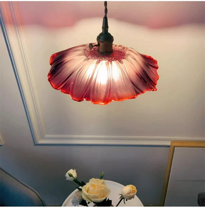 Vintage Flower Glass Pendant Light Fixture for Home Decor - Smarsty