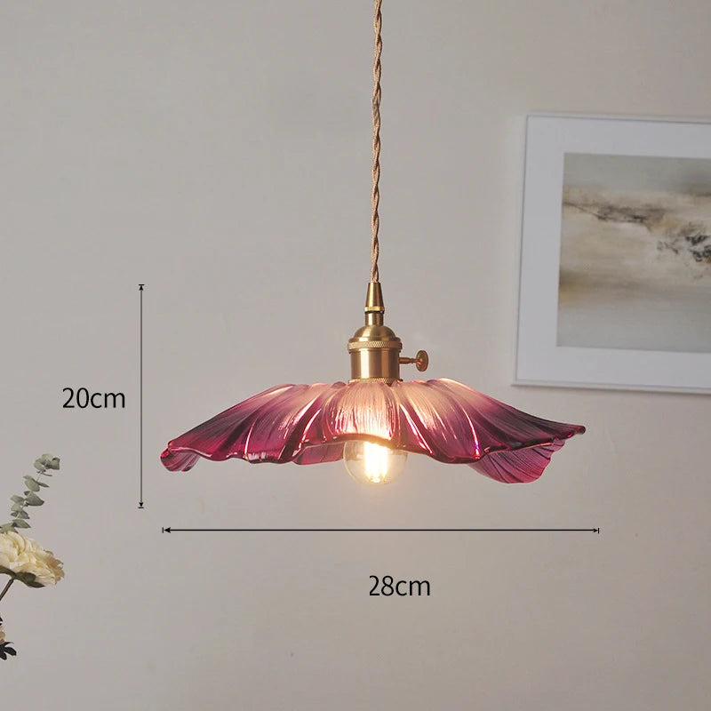 Vintage Flower Glass Pendant Light Fixture for Home Decor - Smarsty