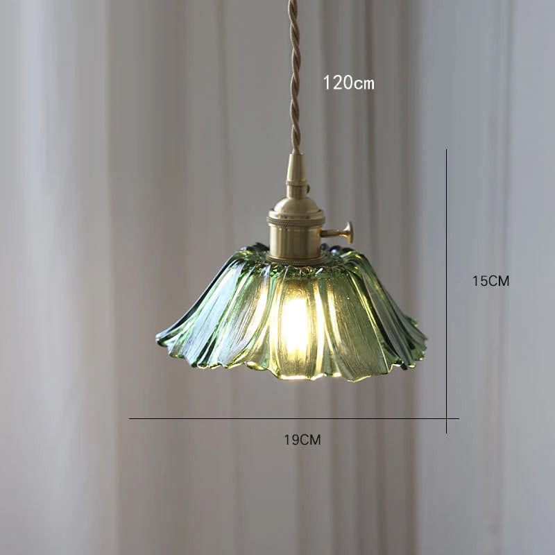 Vintage Flower Glass Pendant Light Fixture for Home Decor - Smarsty