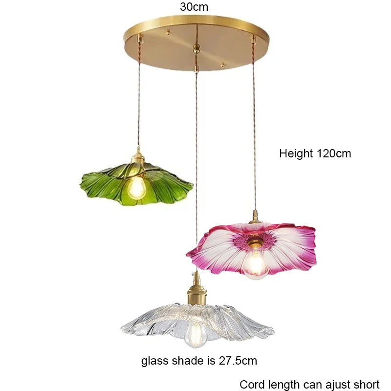 Vintage Flower Glass Pendant Light Fixture for Home Decor - Smarsty