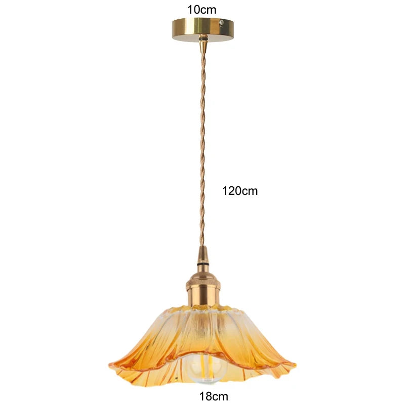 Vintage Flower Glass Pendant Light Fixture for Home Decor - Smarsty