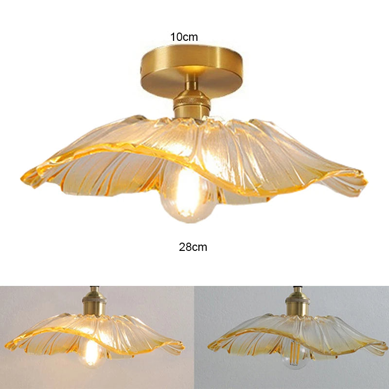 Vintage Flower Glass Pendant Light Fixture for Home Decor - Smarsty