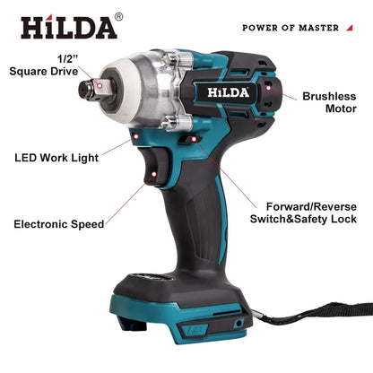 HILDA 18V Rechargeable Electric Impact Wrench for Car Maintenance - Smarsty
