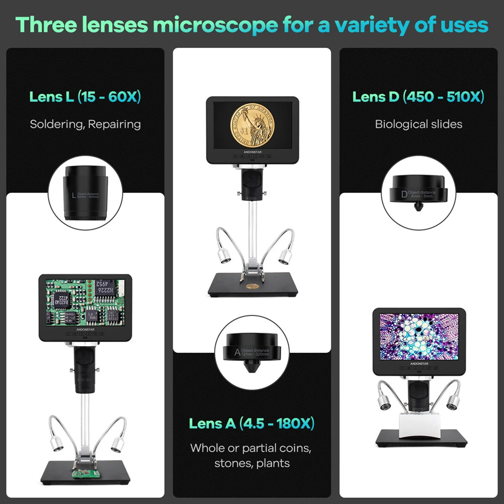 Andonstar 2025 Trinocular 2000X UHD Digital Microscope - Smarsty