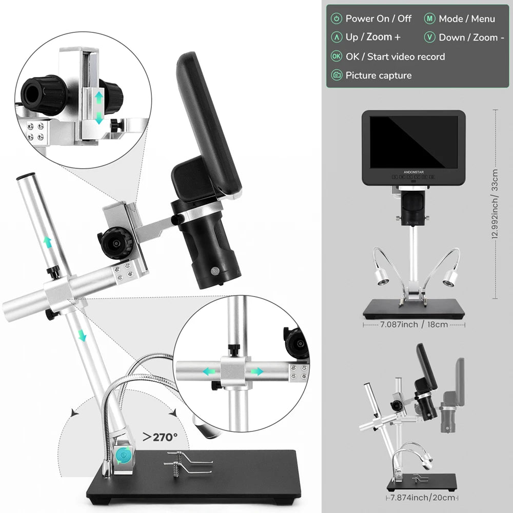 Andonstar 2025 Trinocular 2000X UHD Digital Microscope - Smarsty