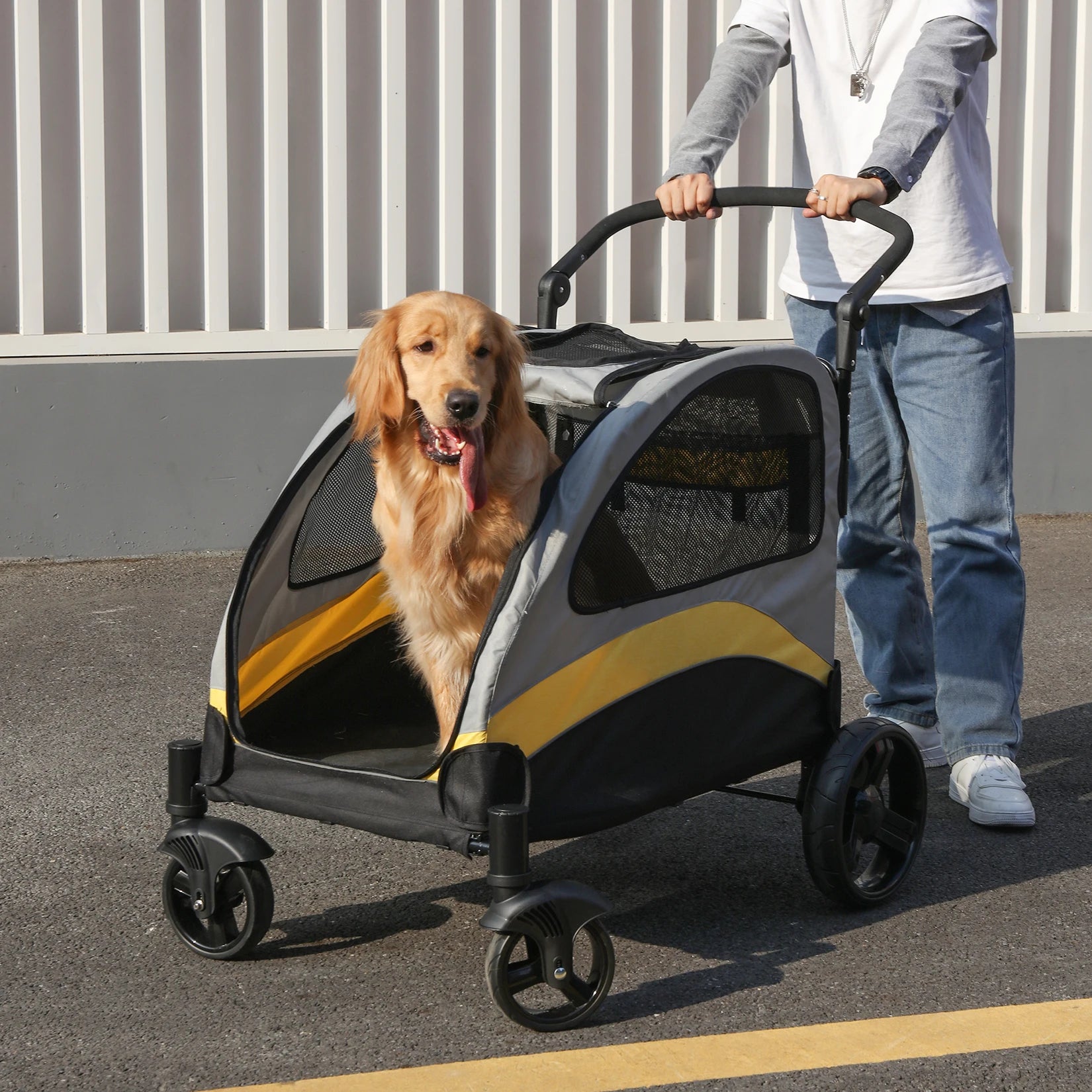 Portable Dog Stroller for Large Dogs with Breathable Carrier - Smarsty