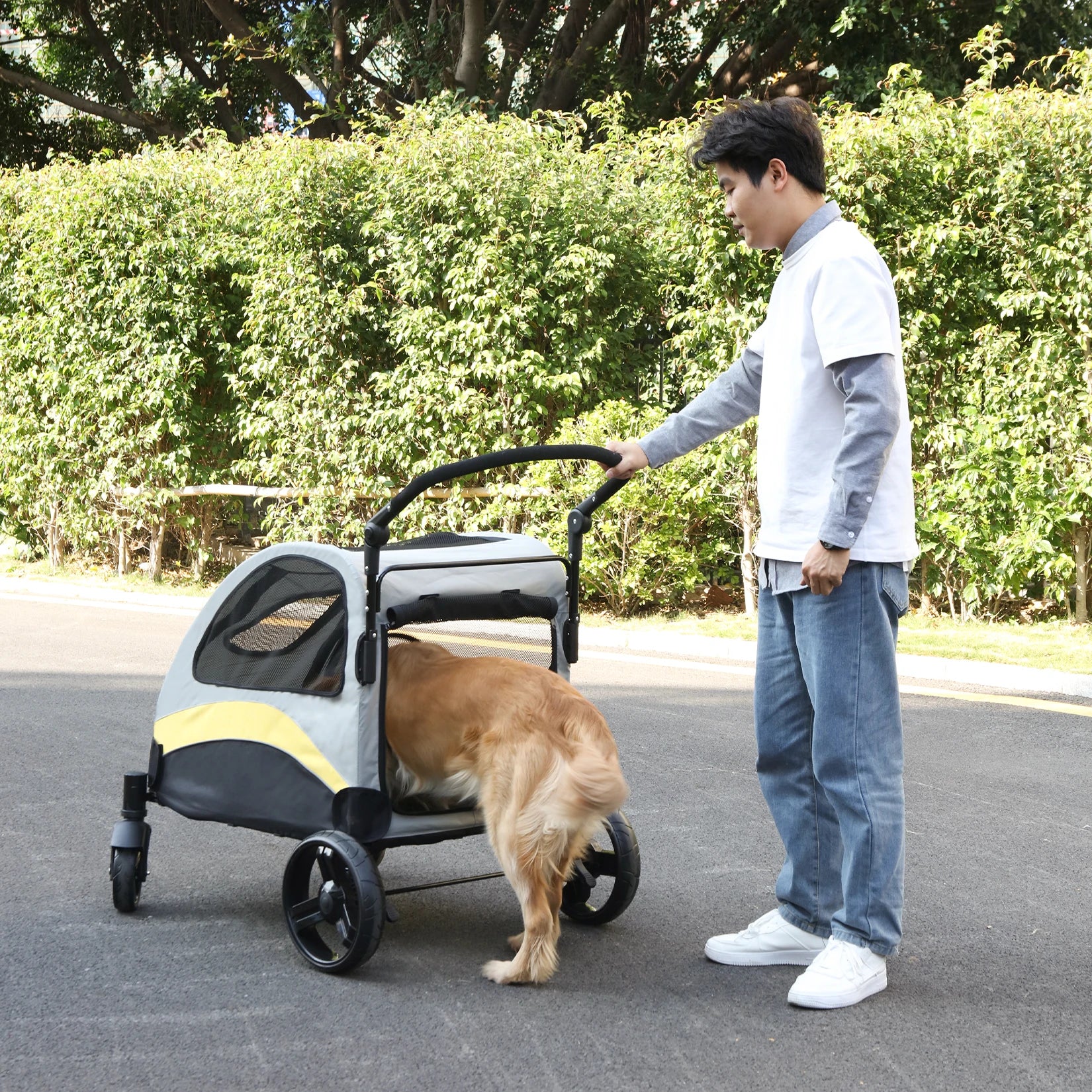 Portable Dog Stroller for Large Dogs with Breathable Carrier - Smarsty