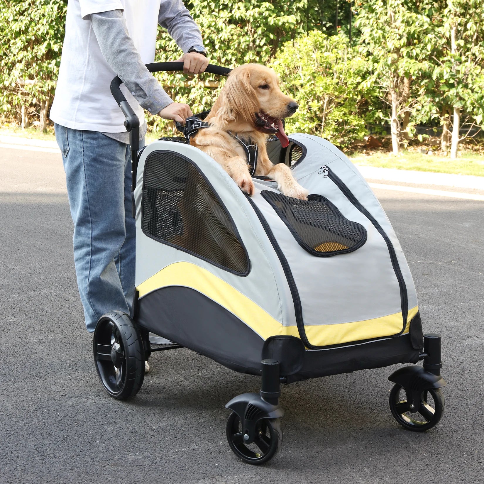 Portable Dog Stroller for Large Dogs with Breathable Carrier - Smarsty