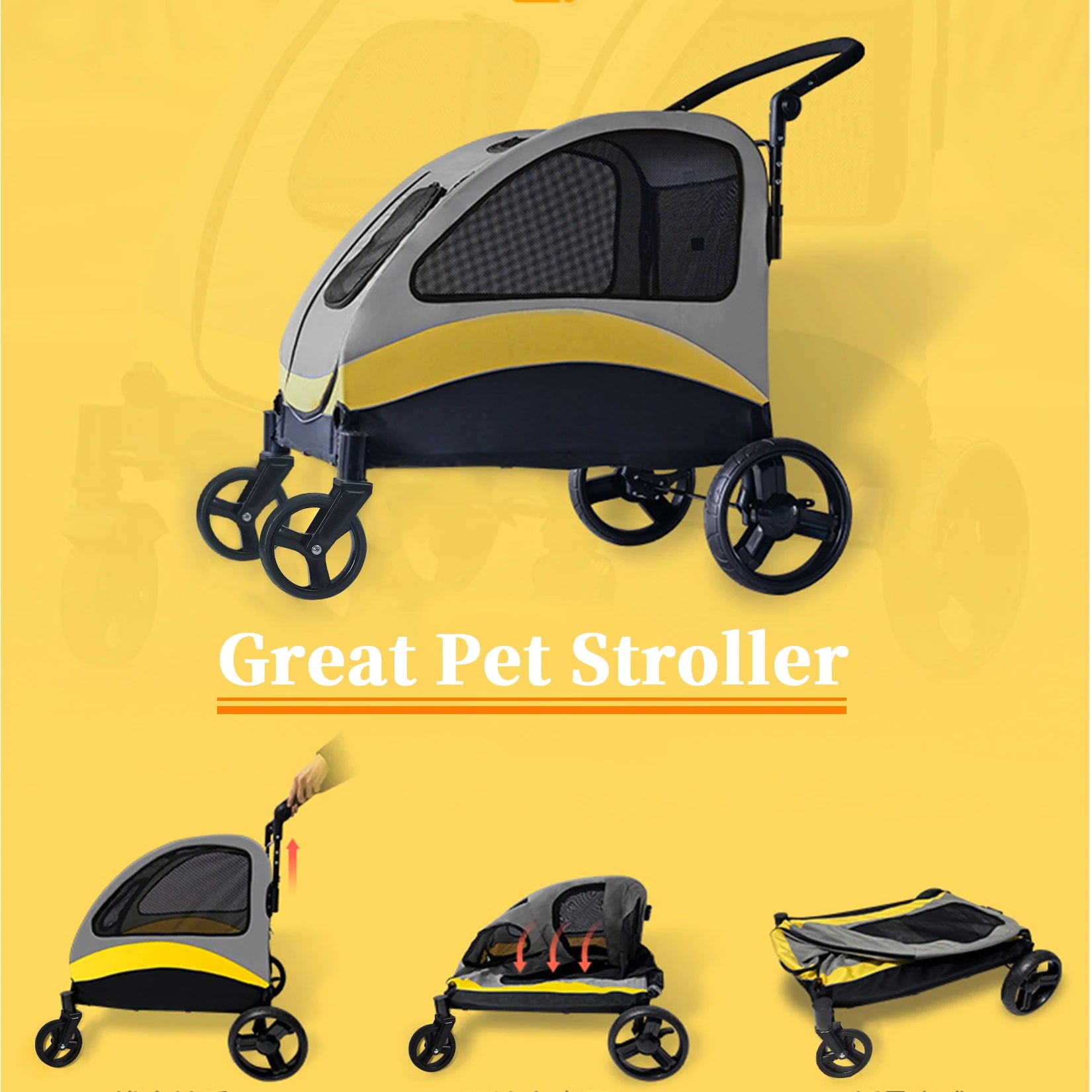 Portable Dog Stroller for Large Dogs with Breathable Carrier - Smarsty