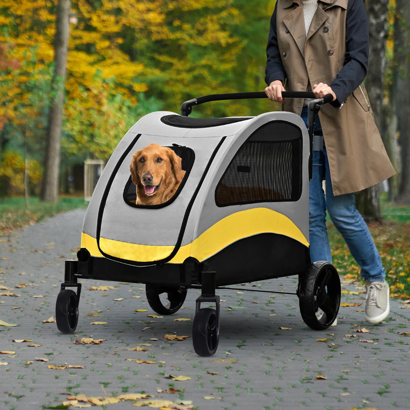 Portable Dog Stroller for Large Dogs with Breathable Carrier - Smarsty