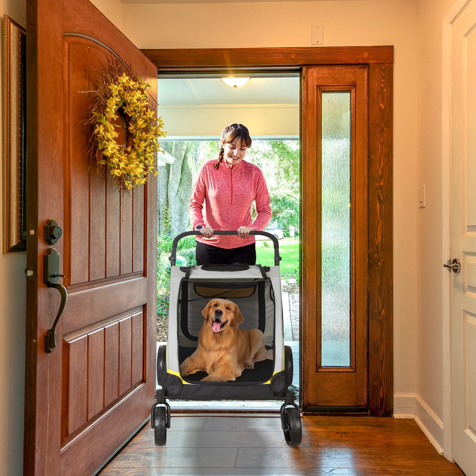 Portable Dog Stroller for Large Dogs with Breathable Carrier - Smarsty