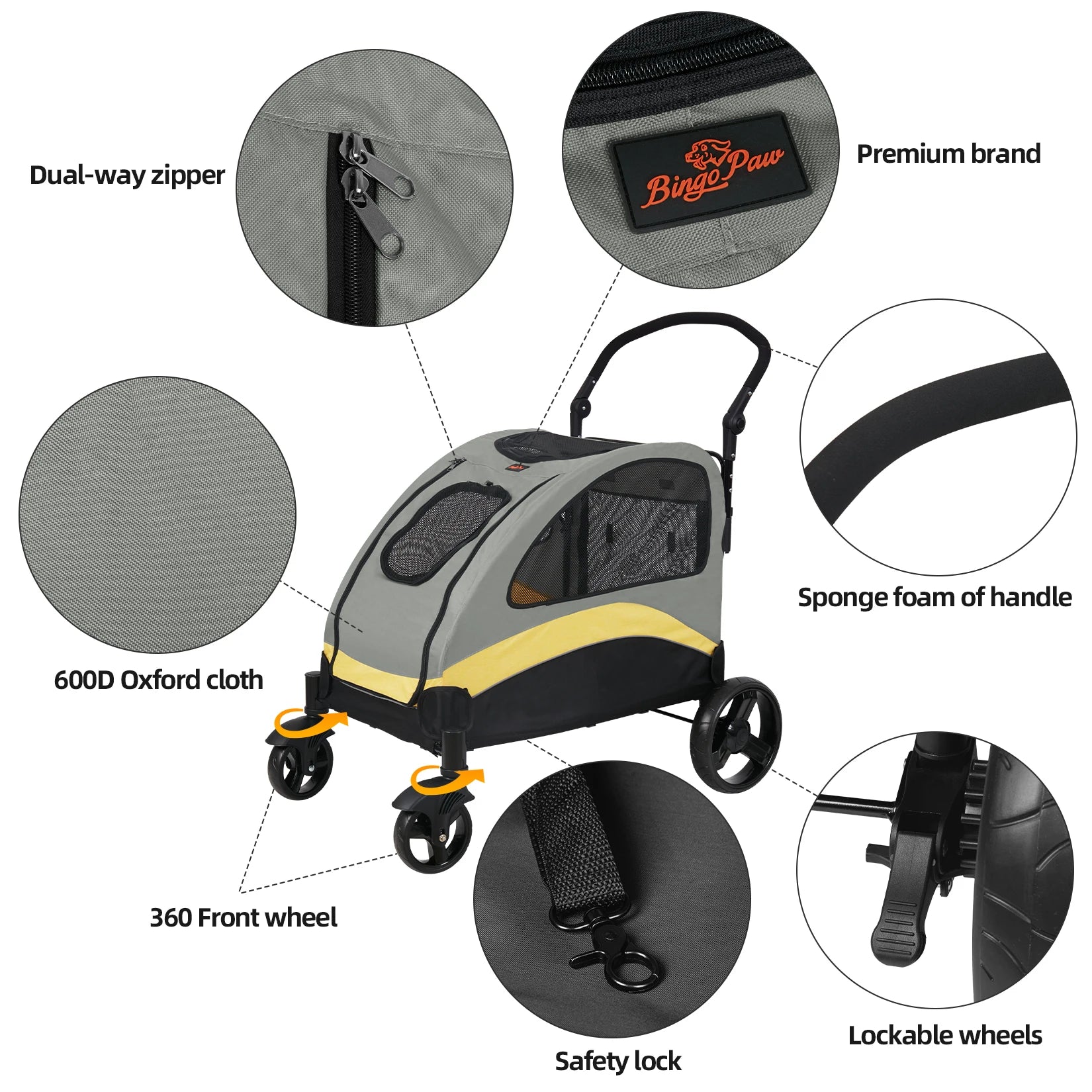 Portable Dog Stroller for Large Dogs with Breathable Carrier - Smarsty