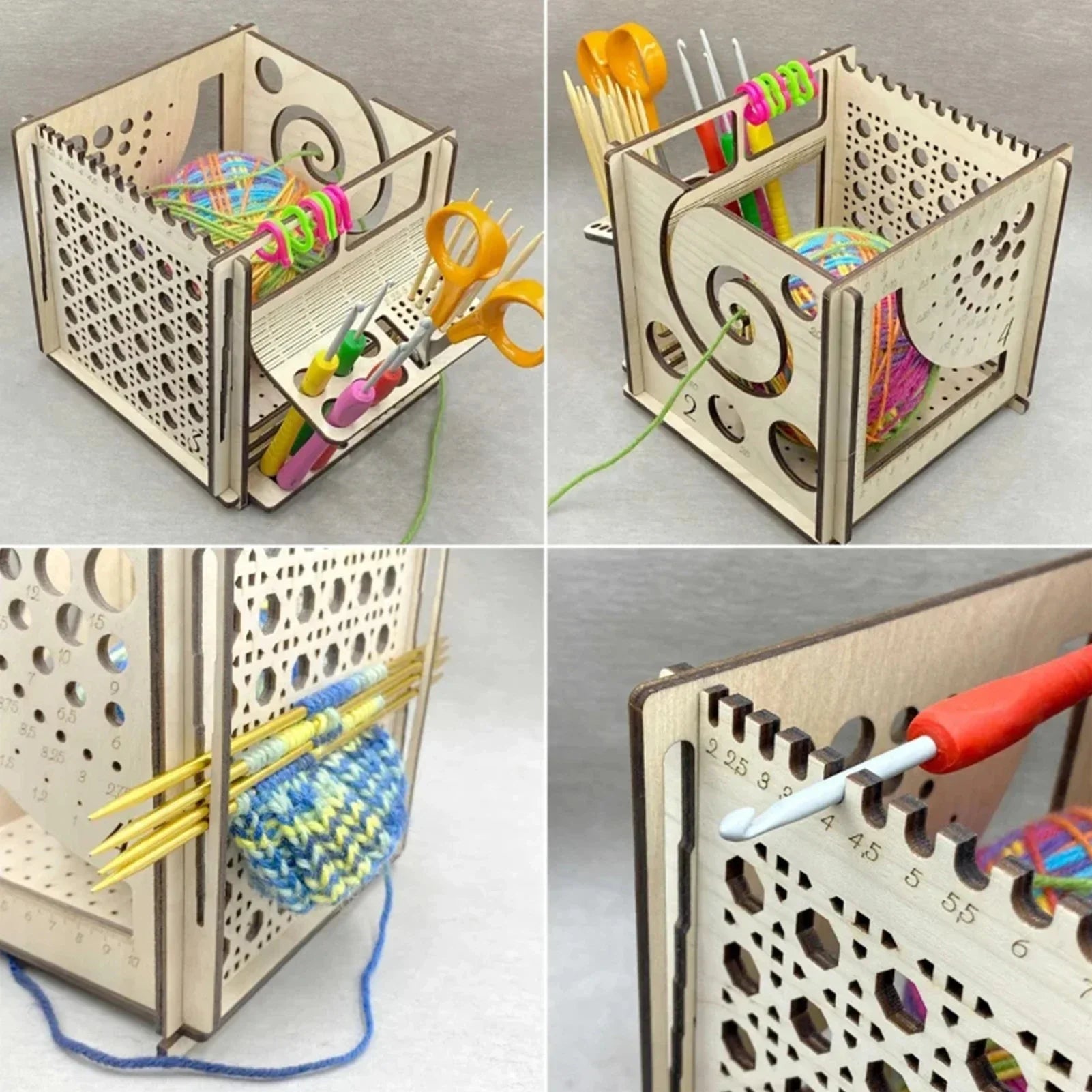 All-in-One Wooden Yarn Bowl for Crochet Storage - Smarsty