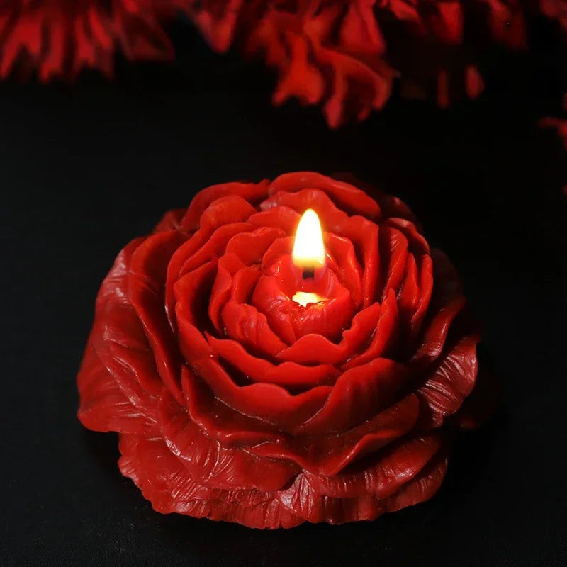 Low Temperature Peony Rose Heart Candle Handmade - Smarsty