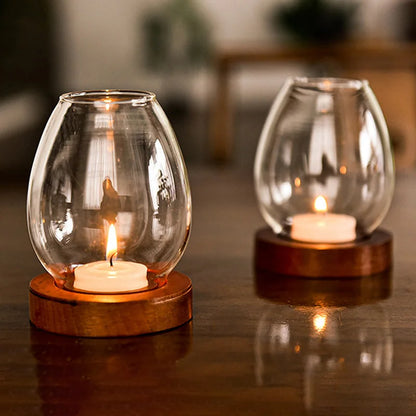 Transparent Glass Tea Light Holder for Romantic Decor - Smarsty