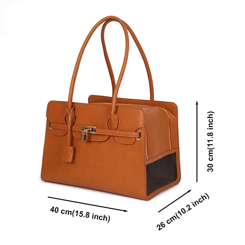 Luxury PU Leather Breathable Pet Carrier Bag for Small Dogs - Smarsty