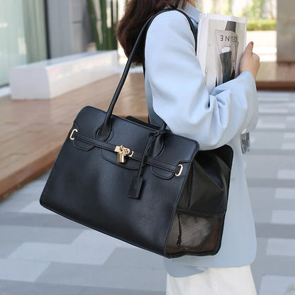 Luxury PU Leather Breathable Pet Carrier Bag for Small Dogs - Smarsty