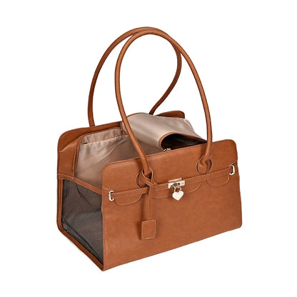 Luxury PU Leather Breathable Pet Carrier Bag for Small Dogs - Smarsty