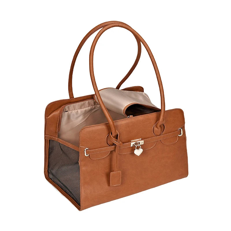 Luxury PU Leather Breathable Pet Carrier Bag for Small Dogs - Smarsty