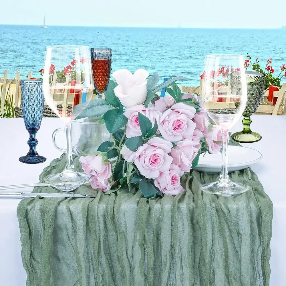 Pink Cheesecloth Table Runner for Romantic Weddings - Smarsty