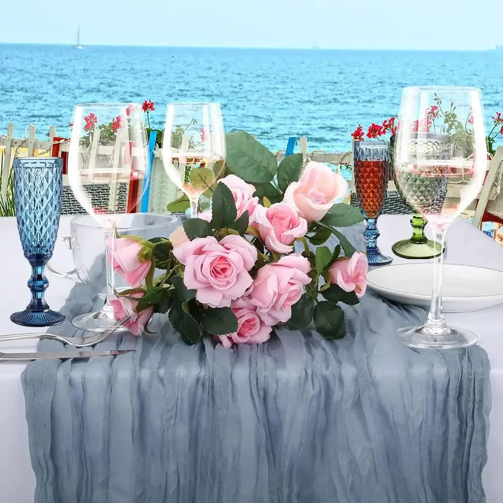Pink Cheesecloth Table Runner for Romantic Weddings - Smarsty