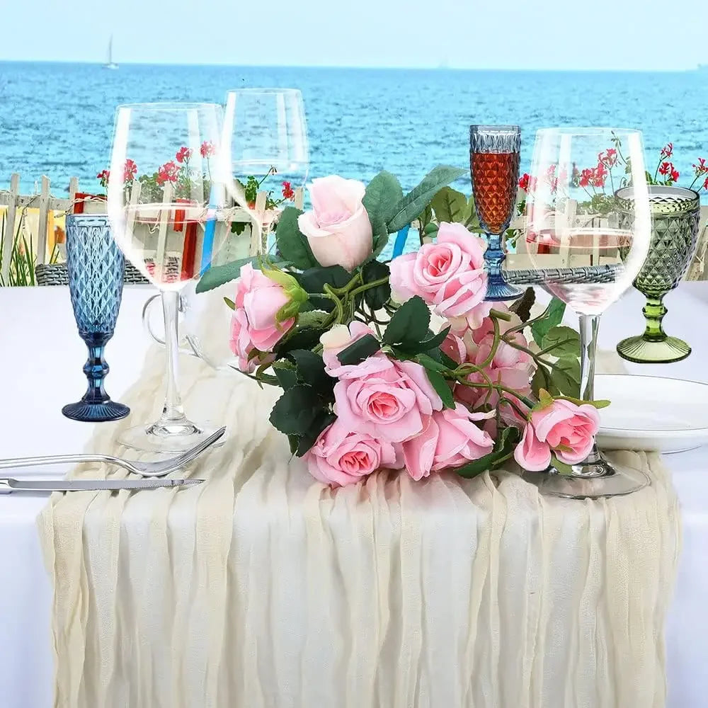 Pink Cheesecloth Table Runner for Romantic Weddings - Smarsty
