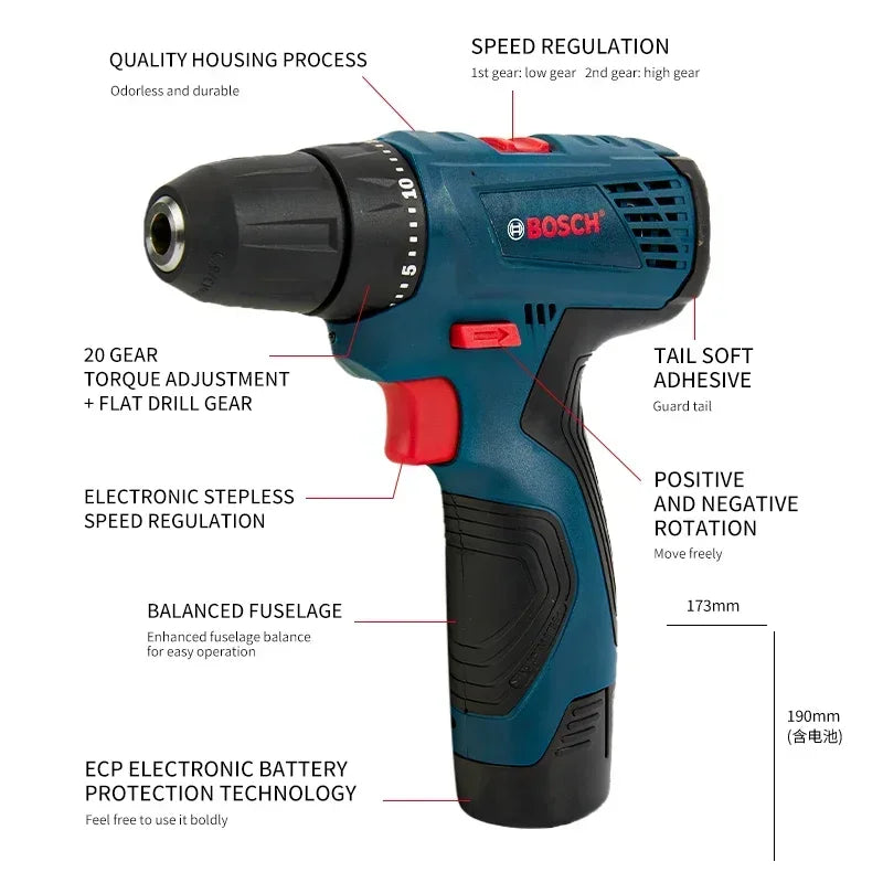 Bosch 12V Cordless Electric Drill for Home DIY - Smarsty