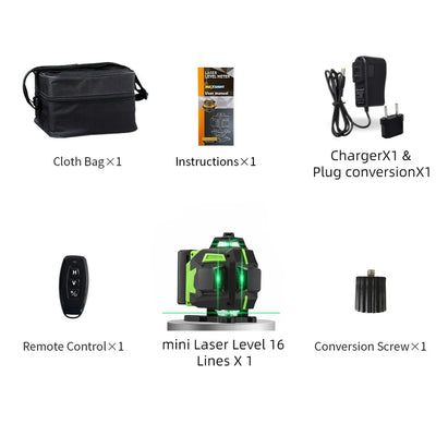 16 Lines Green Laser Level with Self-Leveling Precision - Smarsty