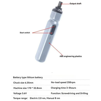 Mini Cordless Electric Screwdriver with Rechargeable Battery - Smarsty