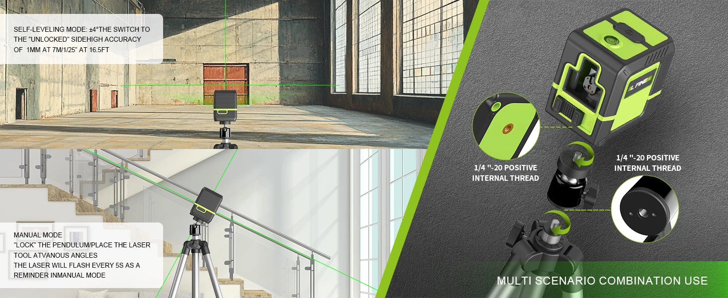 Lfine 2 Line Laser Level with Tripod for Precise Measurements - Smarsty