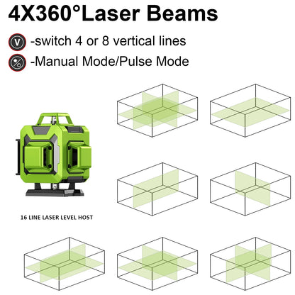 Lfine 4D Laser Level 16 Lines with Tripod 360 Degree Precision - Smarsty