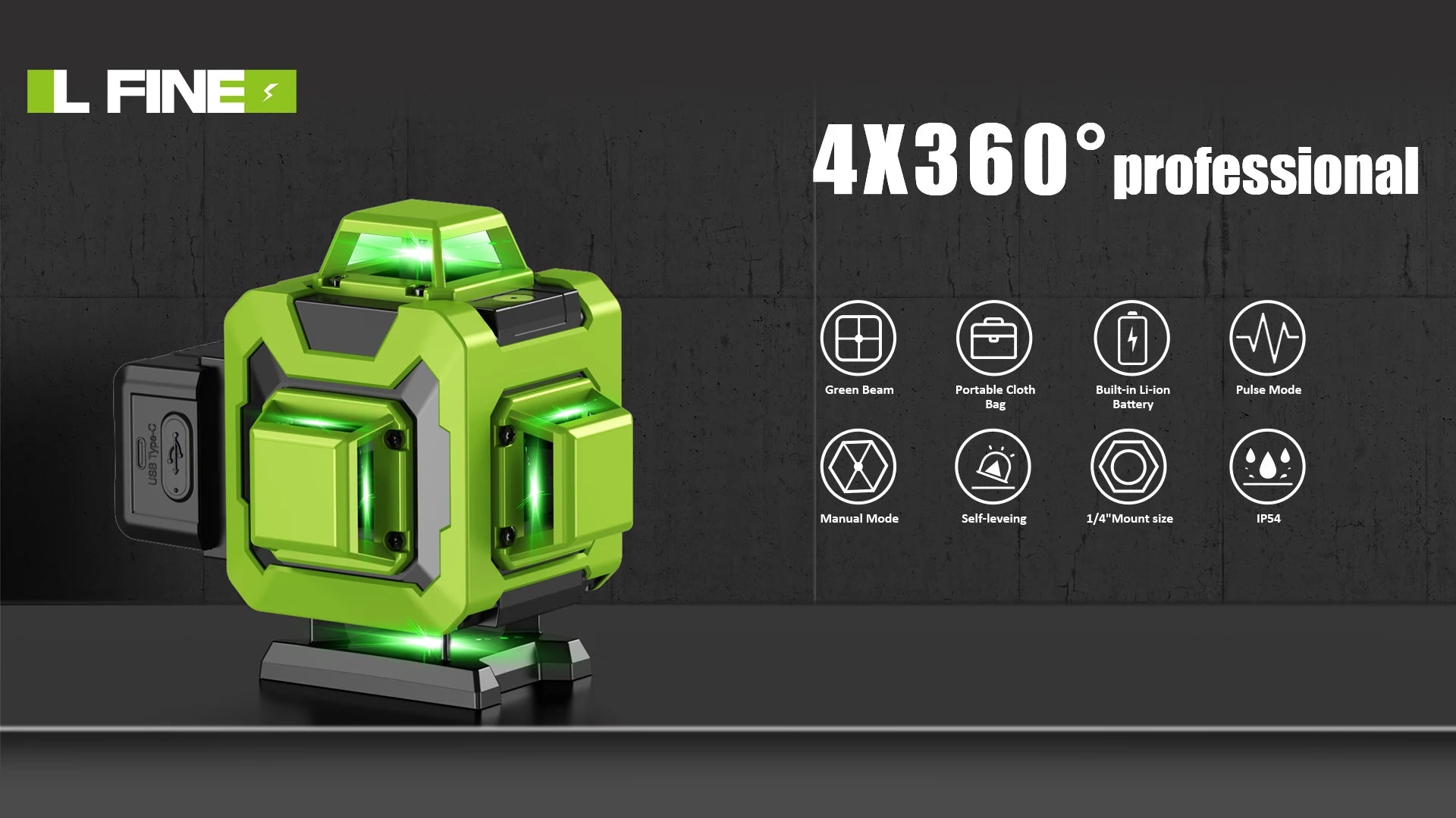 Lfine 4D Laser Level 16 Lines with Tripod 360 Degree Precision - Smarsty