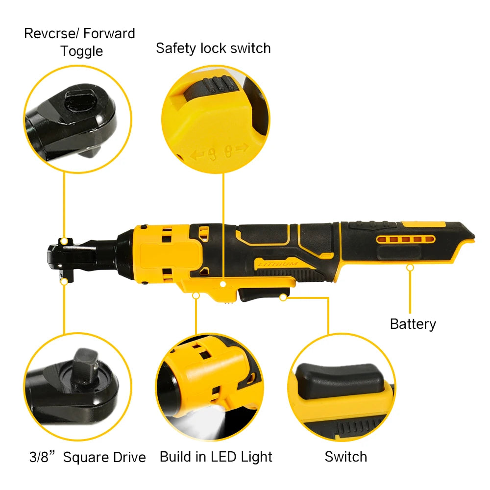 Cordless Electric Ratchet Wrench 500N.M Powerful Tool - Smarsty