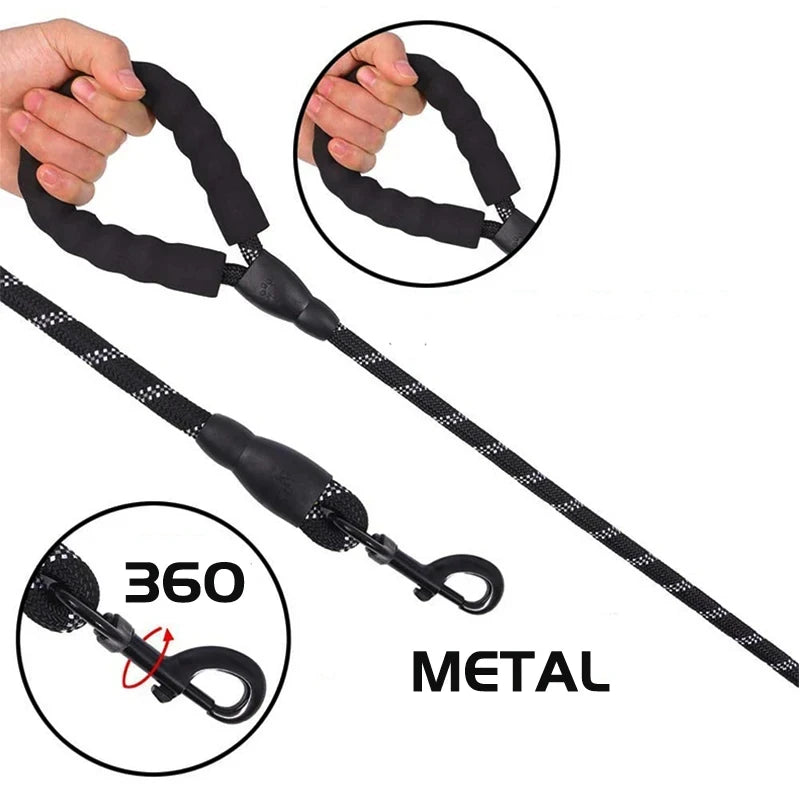 Reflective Dog Leash with Padded Handle for Safety - Smarsty