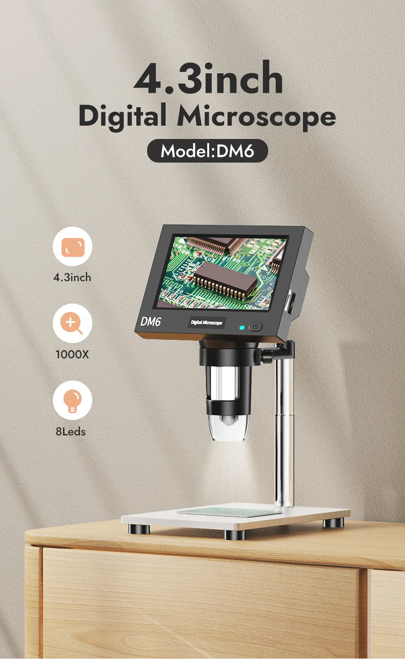 4.3 Inch LCD Digital Microscope with 1000X Magnification - Smarsty