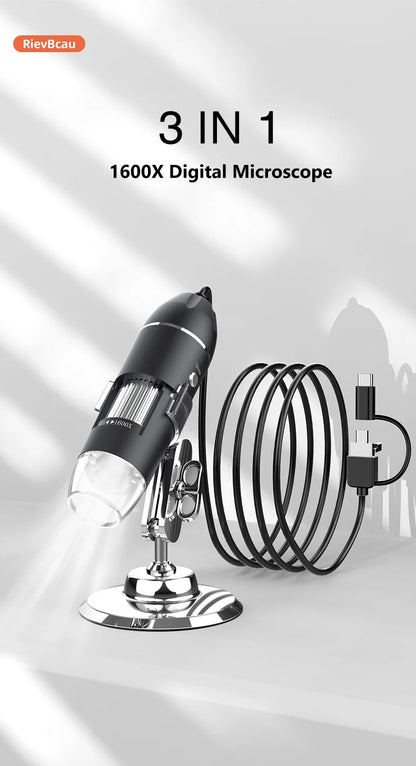 RIEVBCAU 1600X Digital Microscope With High Definition Zoom - Smarsty