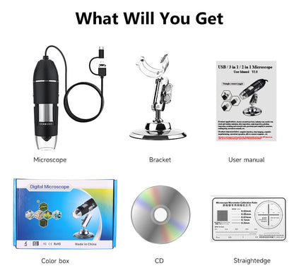RIEVBCAU 1600X Digital Microscope With High Definition Zoom - Smarsty
