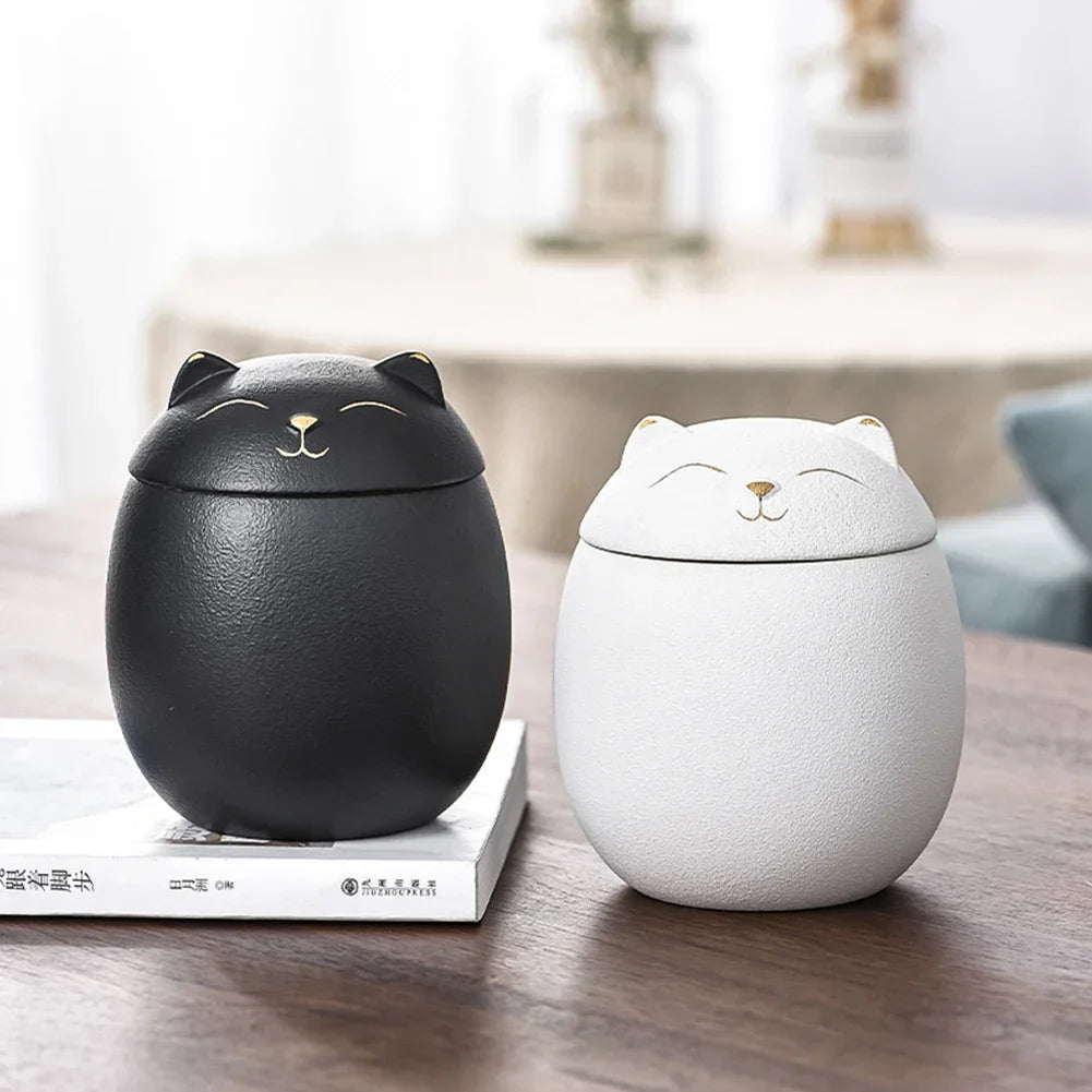 Cat Shaped Ceramic Memorial Urn for Pet Ashes - Smarsty