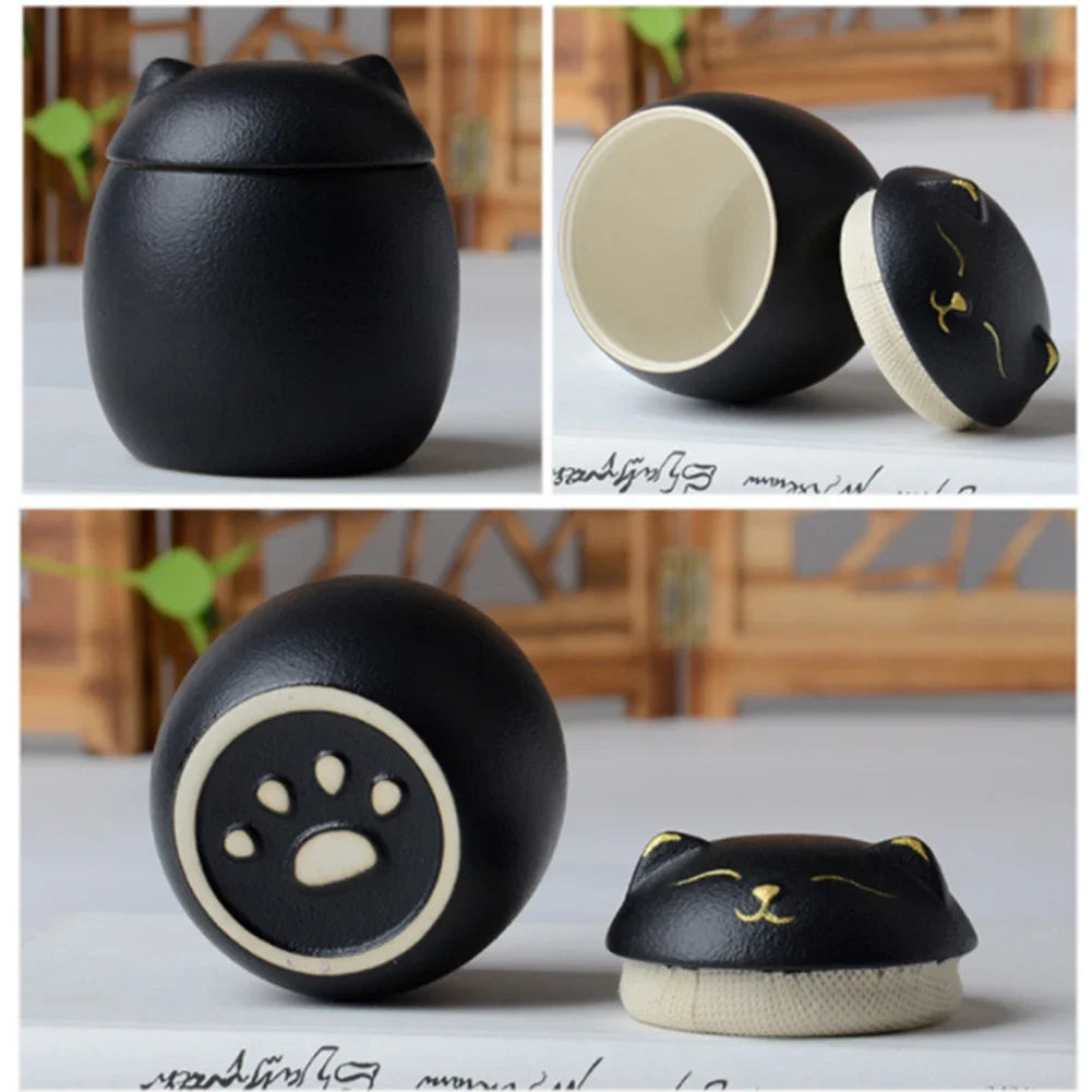 Cat Shaped Ceramic Memorial Urn for Pet Ashes - Smarsty