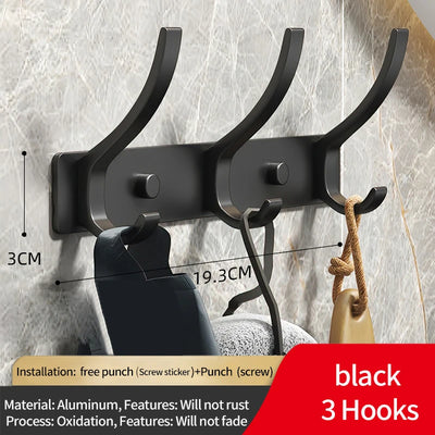 Black and White Folding Robe Hooks for Bathroom Storage - Smarsty