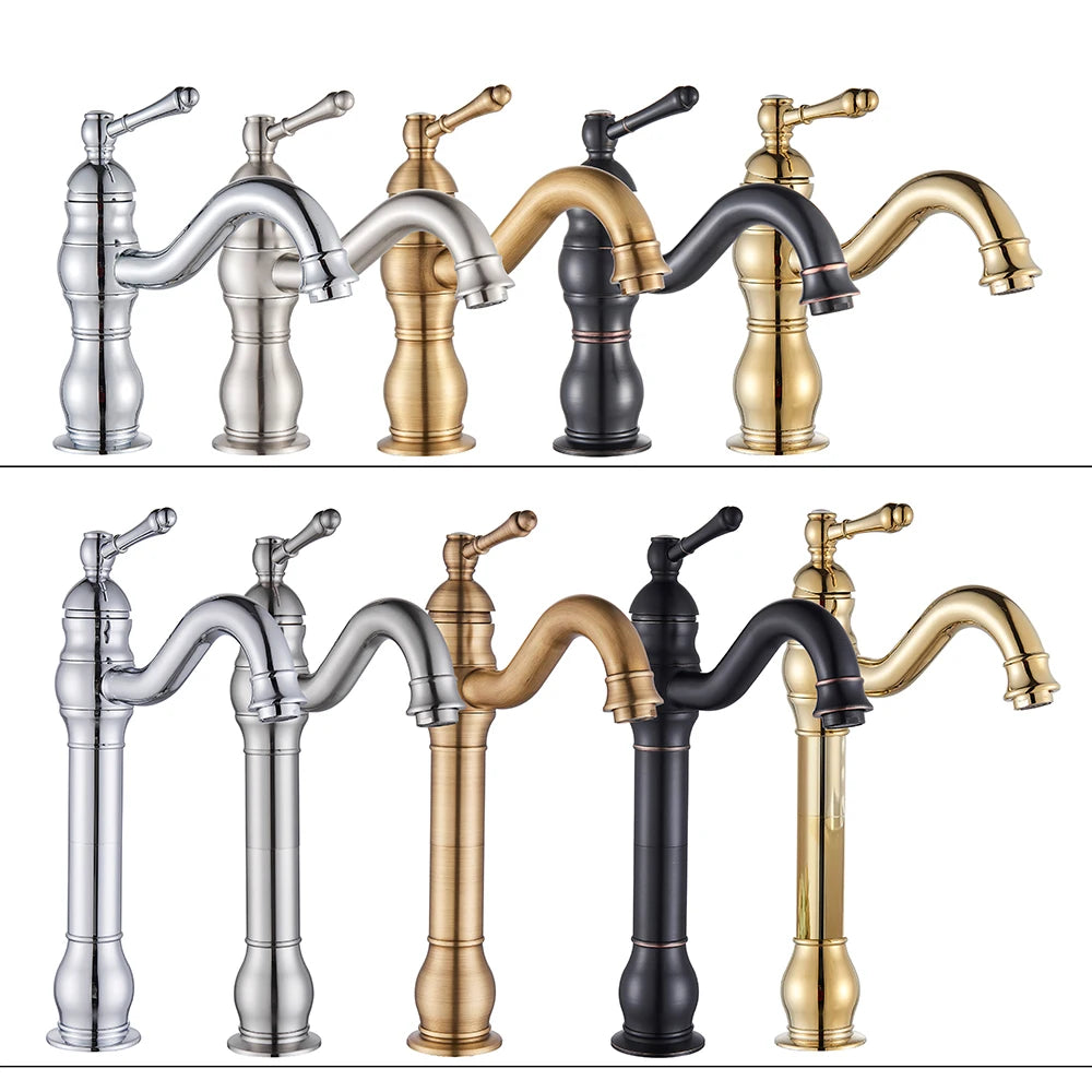 Antique Brass Deck Mounted Sink Faucet with Hot and Cold Water - Smarsty