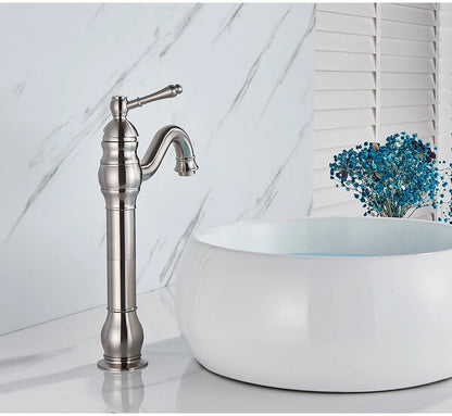 Antique Brass Deck Mounted Sink Faucet with Hot and Cold Water - Smarsty